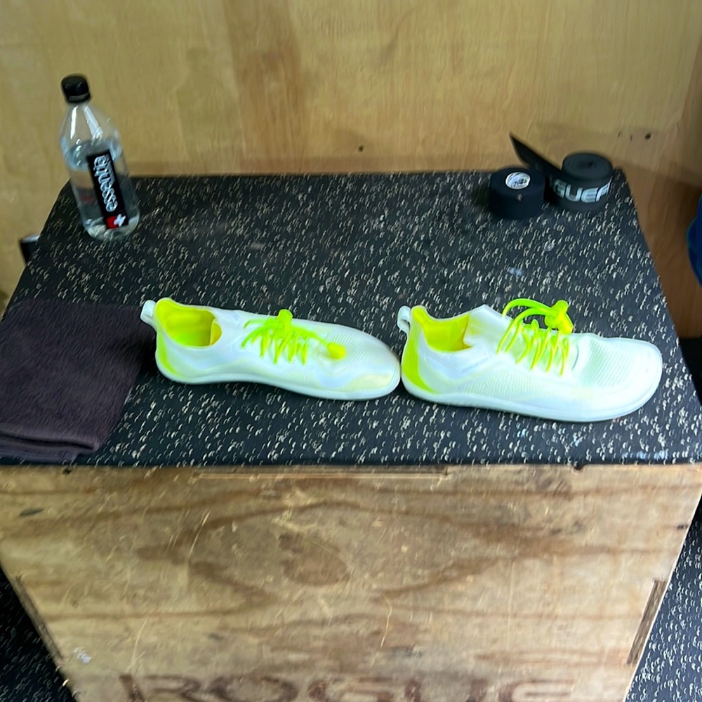 Almost brand new.. worn on treadnill inside for 10 minutes - too small for me ):